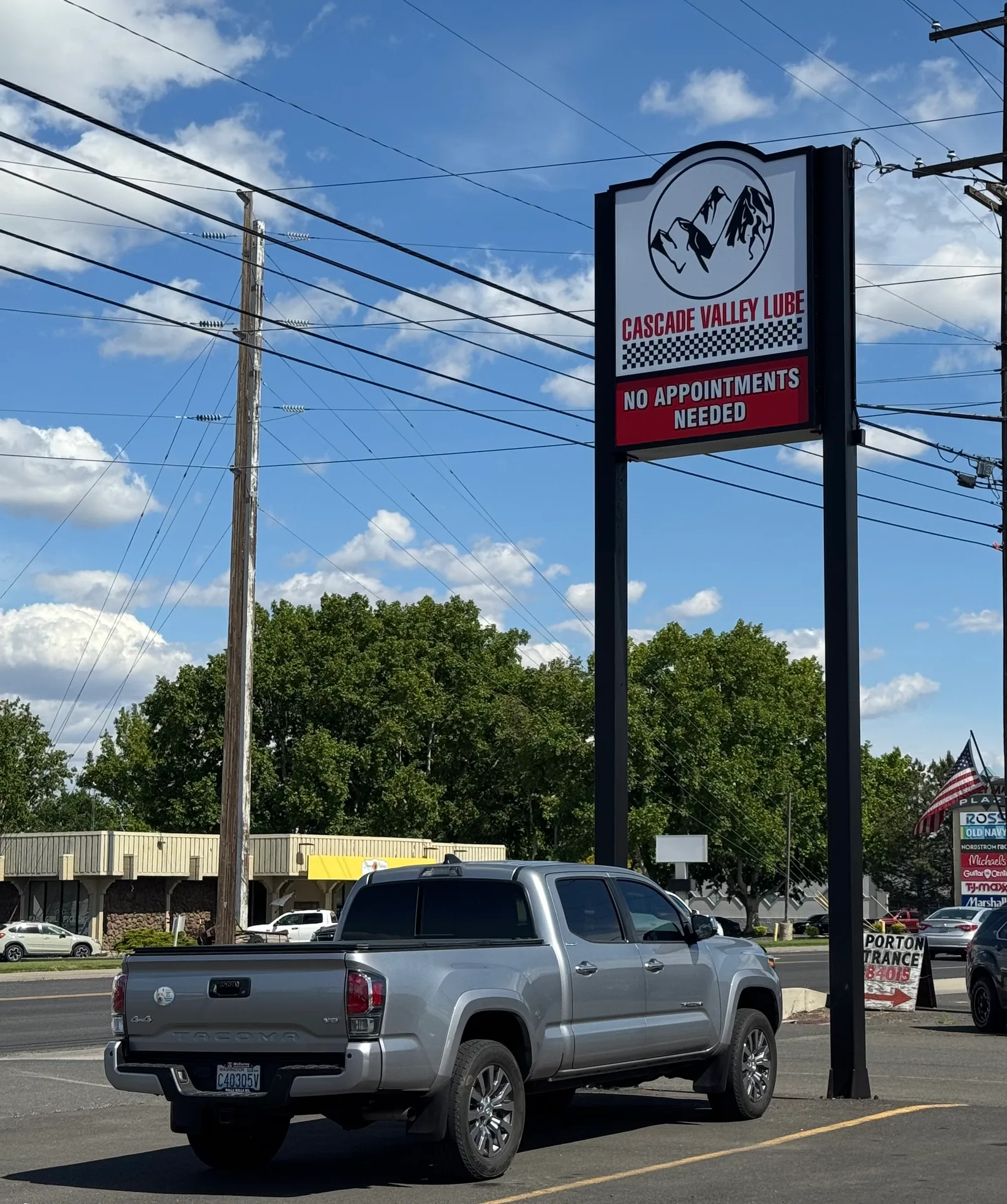 Cascade Valley Lube outdoor sign